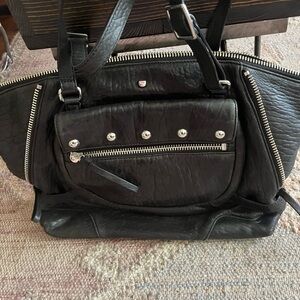 DKNY Black Shoulder Bag with Silver Accents